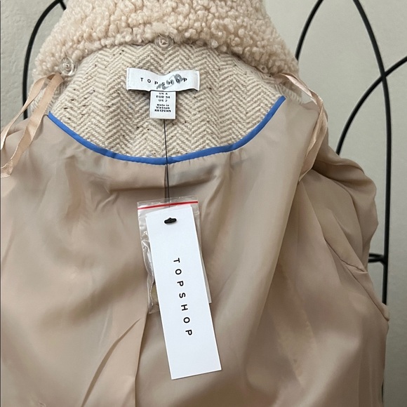 Topshop Cream Double-Breasted Women's wool blend Trench Coat - Picture 5 of 6